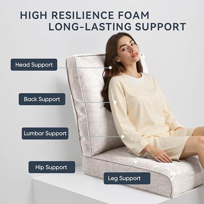 9-Piece Outdoor Patio Cushion Set - Fade & Water Resistant with Removable Olefin Cover, 22x24x4 Inch Memory Foam Cushions for Wicker Sectional Sofa – Beige/Regular