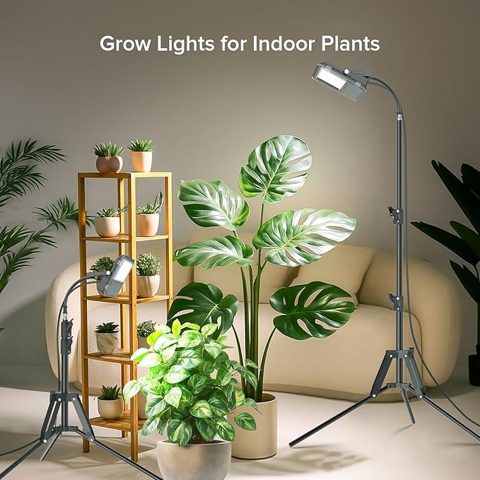 SANSI Grow Lights for Indoor Plants, Dimmable 45W Plant Lights for Indoor Growing, 88 LEDs Full Spectrum Plant Grow Light Adjustable Tripod Stand 33-58 Inches, Auto On/Off Timer with Remote Control