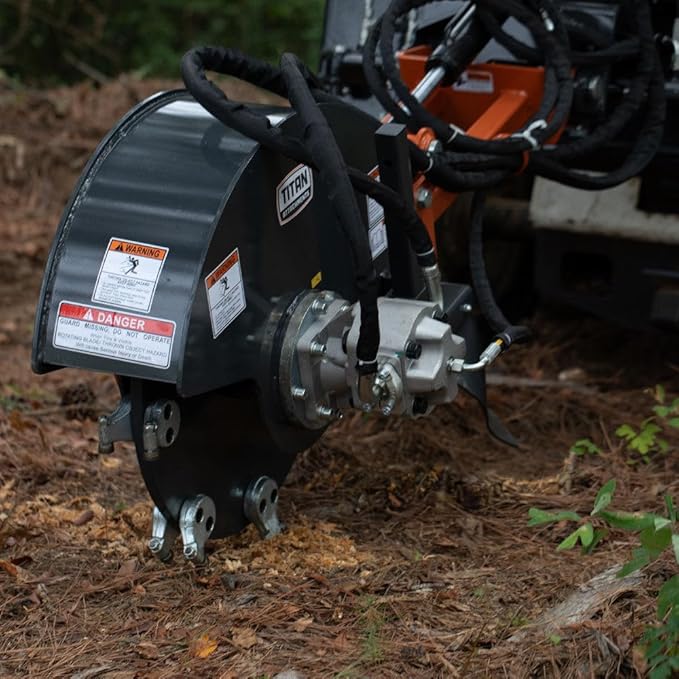 Titan Attachments 14-25 GPM Hydraulic Flow Stump Grinder Attachment for Skid Steer