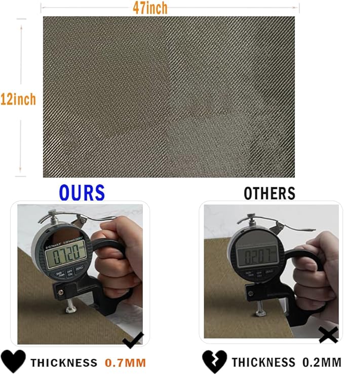 Titanium Thermal Barrier Adhesive Backed Heat Blanket Heat Shield Mat 12'' X 47'' for wall behind grill, fireplace kitchen cabinet 2500 Degrees Fire Pit Mat Fireproof Grill Pad