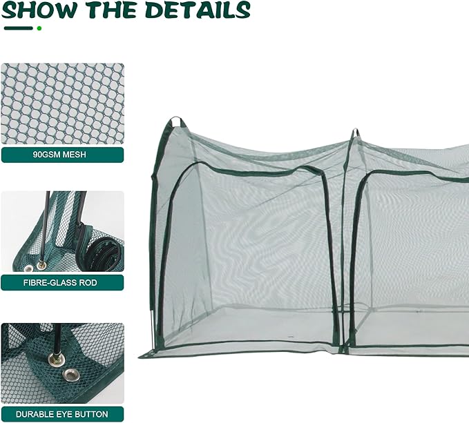 Flexible Net Grow Tunnel - Garden Greenhouse Mesh Cover Growhouse Cloche for Protecting Fruit Vegetables Plants Cultivation (5M)