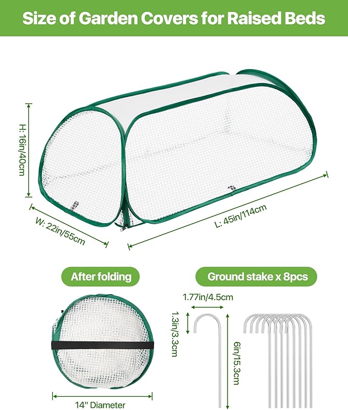 Garden Covers for Raised Beds, Plant Greenhouse Cover for Raised Garden Bed, Freeze Protection Humidity Domes for Gardening Germination and Seedling Propagation, Pest Protection