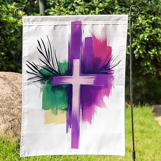 Cross Jesus Outdoor Garden Flag 12X18 Inches Double Sided Seasonal Garden Flag