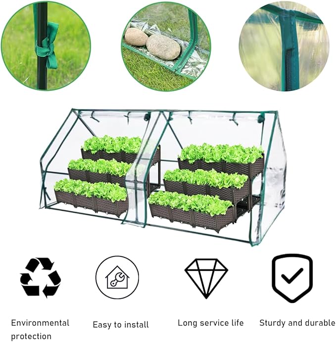 Mini Greenhouse, 6' x 3' x 3' Portable Greenhouse with Zip Door and Roll-up Windows, Indoor Outdoor Plant Gardening Green House, Durable PE Clear Cover Small Hot Houses for Flower, Vegetables
