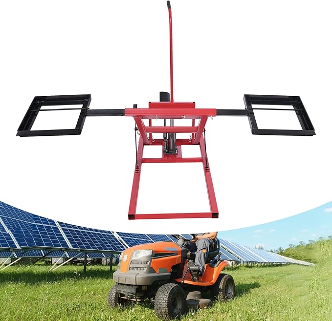 Lawn Mower Lift with Hydraulic Jack 500 Lbs Weight Capacity, Solid Carbon Steel Lawn Mower Lift, Adjustable Wheel Span Lawn Lifter for Riding Tractors and Zero Turn Lawn Mowers (Black+Red)