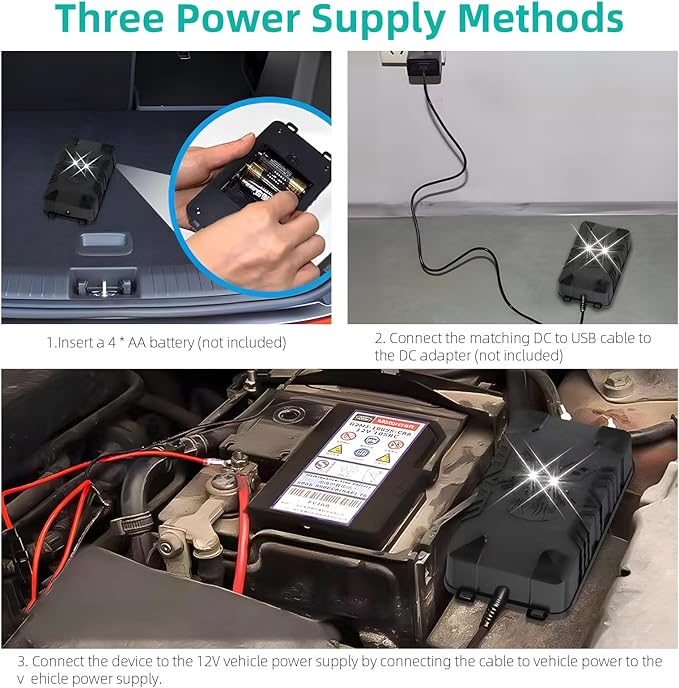 2 Pcs Under Hood Rodent Repeller with Strobe Light & 3 Power Supply Methods, Professional Ultrasonic Mouse Repellent Rat Squirrel Deterrent for 12V Cars Trucks RV Engine Bay Warehouse Attic