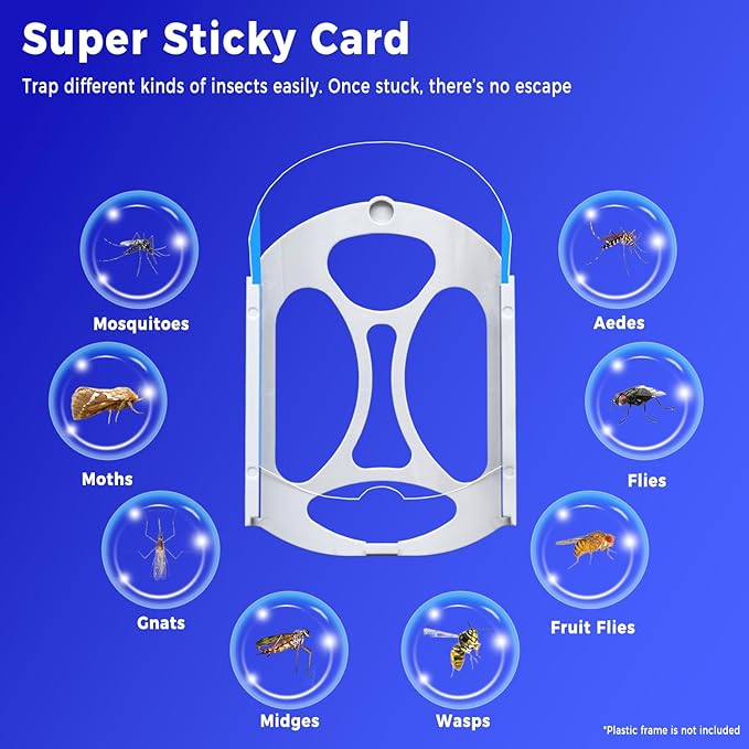 ZerGard Flying Insect Trap Refills Compatible with ZM001 and ZM002, Indoor Fruit Fly Trap Super Sticky and Odor-Free, Effective Insect Control Attracts and Traps Flying Insects Bugs Flies, 10 Refills