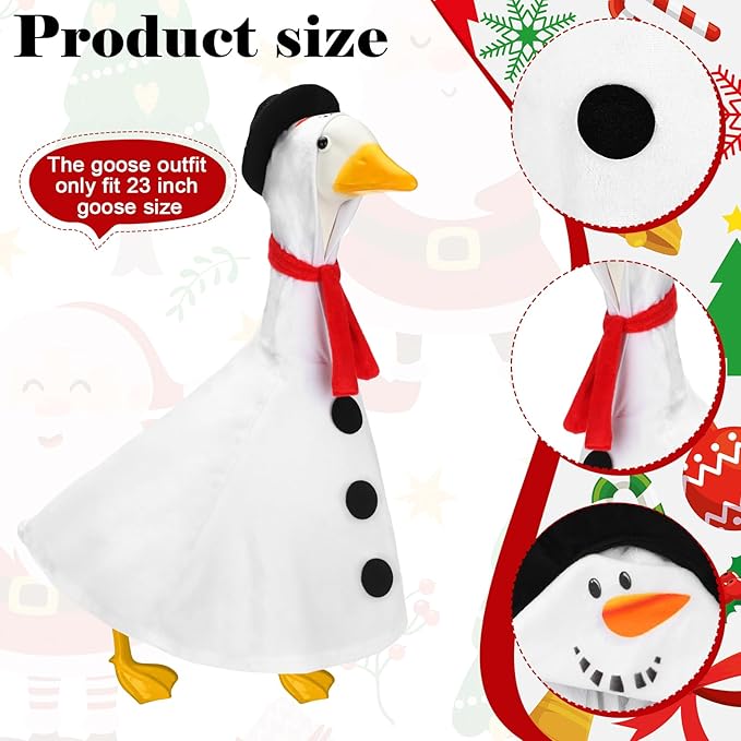 Outus Christmas Snowman Goose Outfits Funny Snowman Porch Goose Outfit 23 Inch Holiday Lawn Geese Cloth for Christmas Yard Garden Outdoor Decorations