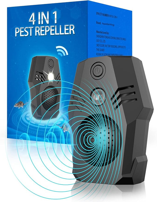 Superior Squirrel Repeller, Ultrasonic Squirrel Mouse Repellent Plug in, Electronic Rat Repeller, Repel Rodents, Mice, Rats, Squirrels, Black