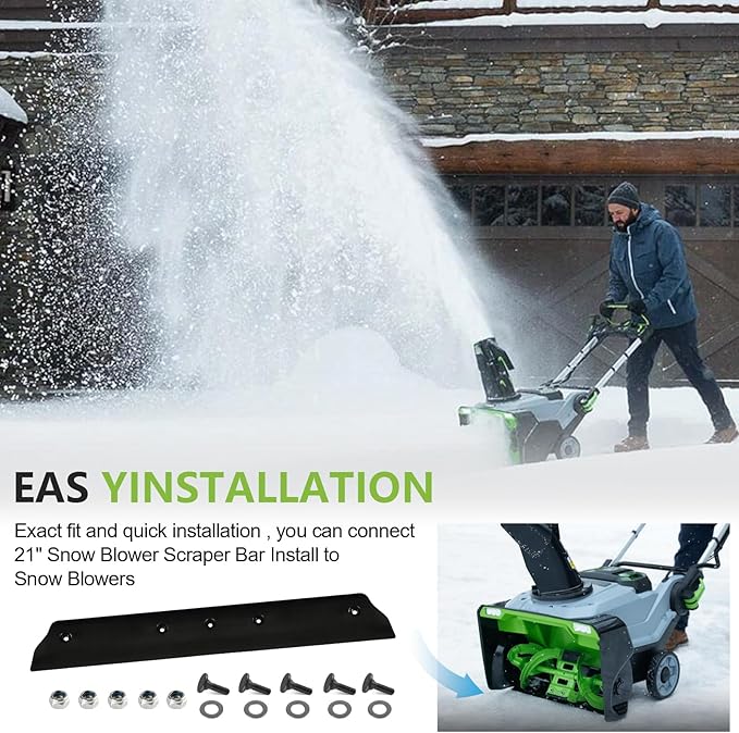 Snow Blower Scraper Bar ASS2100 Replacement for EGO 21-Inch Snow Blower Replacement Parts, Snow Blower Attachment Compatible with EGO SNT2100/SNT2112/SNT2110/SNT2103 21" Snow Blowers