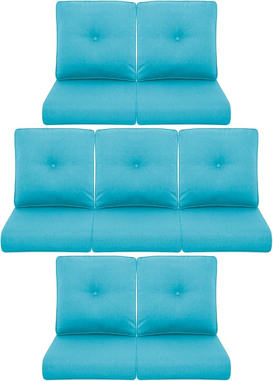 7-Piece Outdoor Patio Cushion Set - Fade & Water Resistant with Removable Olefin Cover, 22x24x4 Inch Memory Foam Cushions for Wicker Sectional Sof - Teal/Buckle