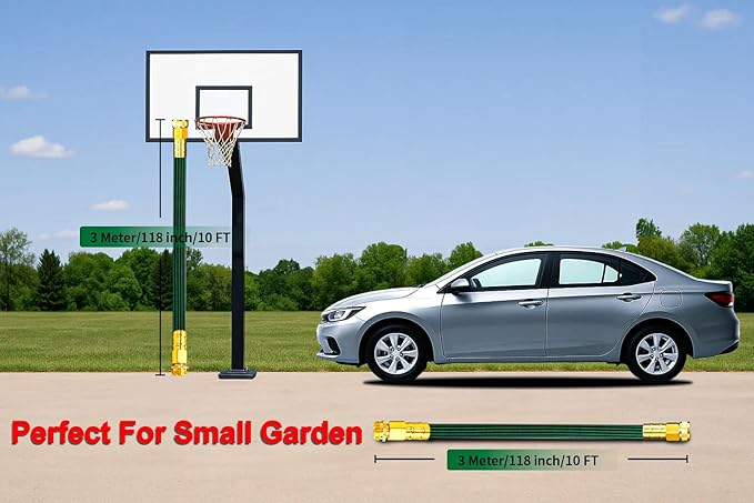 10FT Lightweight Flexible Garden Hose,Non-Slip Handles,Non-kink Hose,Solid Brass Fitting for Boats, RV Water Hose,Marine Washdown,Lawn,Garden,Leakproof TPE Hose (GreenBlack, 10 FT)