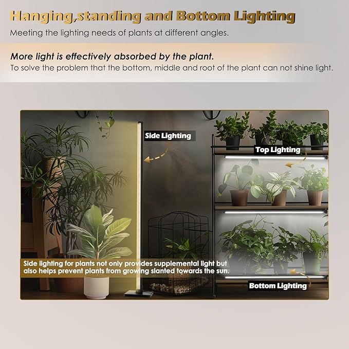 Grow Light with Auto-Timer, Hanging and Standing Grow Lights for Indoor Plants,3 Light Modes, Detachable Full Spectrum Plant Lights for Wide Area Coverage in Indoor Plants (30 in)