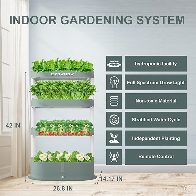 64 Pods Large Capacity Hydroponic Tower,4-Layer Hydroponics Growing System Kit with Full-Spectrum LED Grow Light,Timing Control,Indoor Hydroponic Garden for Plants Herb Vegetable