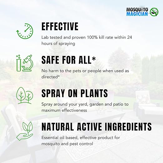 Mosquito Magician Hose End Sprayer with 1 Gallon Liquid Concentrate – Outdoor Mosquito Killer, Flea Yard Spray, Fire Ant Control, Safe for People & Pets, Mosquito Repellent for Lawn, Patio & Plants