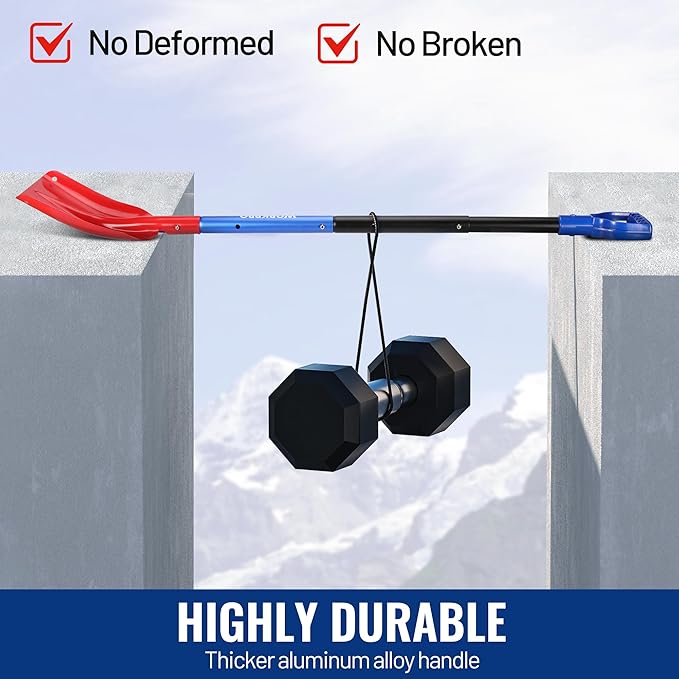 WORKPRO 47" Adjustable Snow Shovel, Lightweight Aluminum Detachable Shovel with Storage Bag for Car, Driveway, Garden, and Camping, Durable Emergency Snow Shovel for Winter Snow Removal