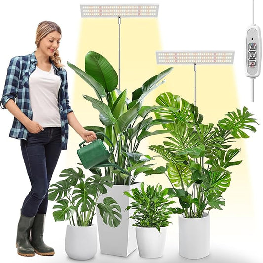 LORDEM Grow Lights for Indoor Plants Full Spectrum, Tall Plant Lights for Indoor Growing, 65 inch Height Adjustable Growing Lamp with Auto On/Off Timer 4H/8H/12H & 4 Dimmable Brightness, 2 Pack