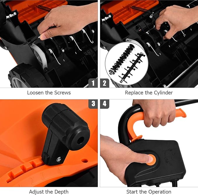 Goplus 2-in-1 Lawn Dethatcher and Scarifier, 3 Level Depth Adjustable Weeder w/ 11 Gallon Collection Bag & 2 Removable Blades, 13-Inch 12 Amp Corded Electric Scarifier for Garden & Yard