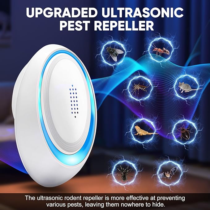 2025 Upgraded Ultrasonic Pest Repeller Indoor Ultrasonic Repellent, Mouse Repellent for Roach, Rodent, Mouse, Mosquito, Mice, Spider, Ant, Bugs Electronic Plug-in Pest Control 6 Pack（White）