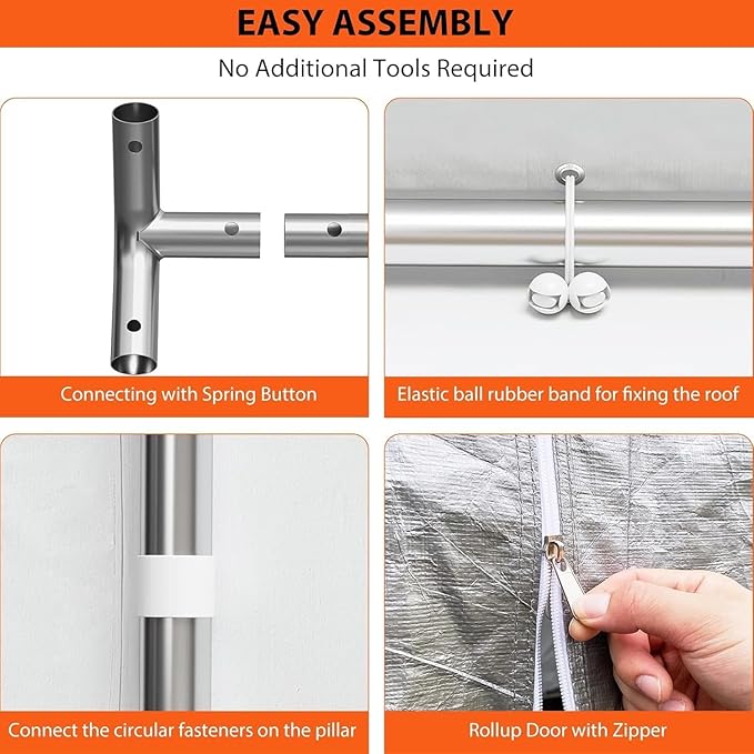 Garvee 13x20 ft Heavy Duty Carport, Extra Large Galvanized Steel Car Canopy with All-Season Tarp Cover, 4 Roll-Up Doors & Mesh Windows, Portable Garage Shelter for Car, Truck, SUV, Boat, Grey