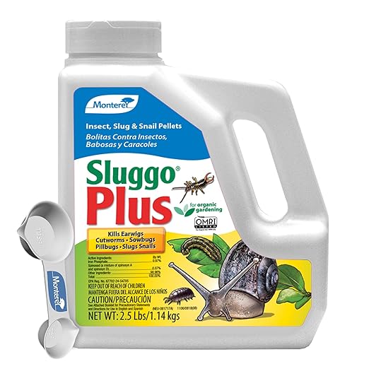 Monterey Sluggo Plus Bundled with Measuring Spoon - Snail & Slug Killer, Plus Controls Other Insects, OMRI Listed for Organic Gardening - 2.5 lb jug