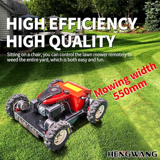 Remote Control Lawn Mower Electric Start 30° Climbing Four-Wheel Drive 7.5HP All Terrain Grass Cutter Yard Mower (HW-196-55JY)