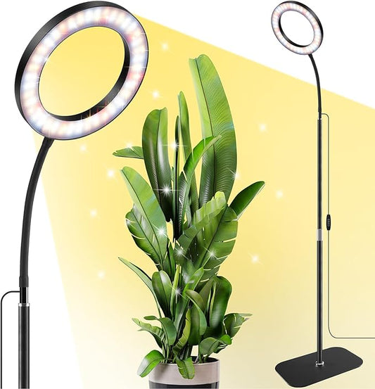 One Head Grow Lights for Indoor Plant Full Spectrum, Plant Lights for Indoor Growing with 3/9/12 Timer, 5 Dimmable Levels, Height Adjustable 16.5''-61", Strong Base for Large Plants