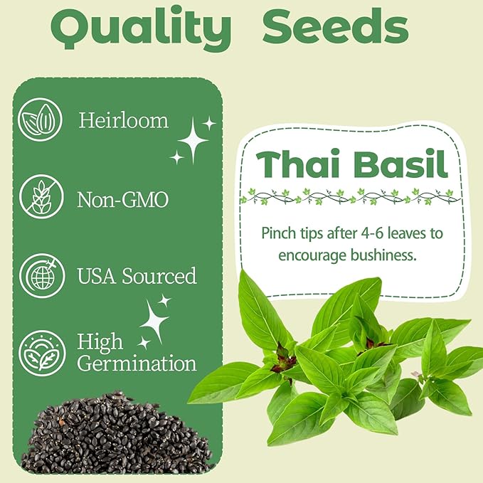 Basil Seed Pods Kit Hydroponic - Refill Herb Pod for All Indoor Herb Garden, 8 Grow Pods with Seeds of Thai Basil, Compatible with All Hydroponics Growing Systems