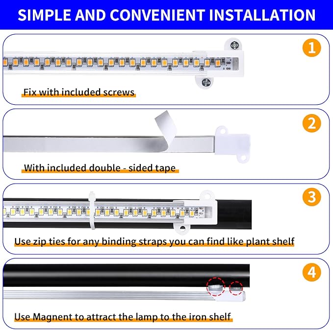 13 Inches Strip Growing Lamp for Indoor Plants, 3500K Full Spectrum LED Grow Light Strips with Auto ON/Off, 3/9/12H Timer & 10 Dimmable Levels for Green House Succulent (2 Head×3 Pack)