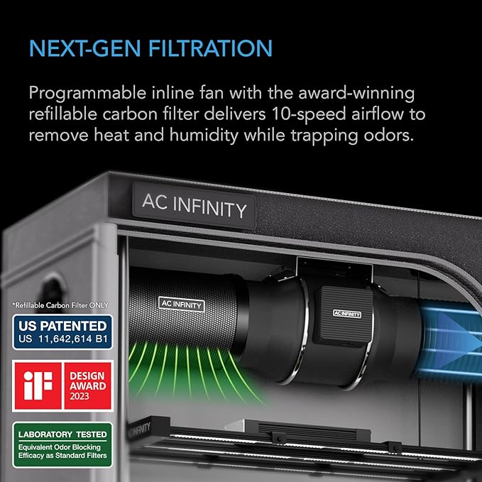 AC Infinity x Athena® Cultivator Kit, Complete 2-Plant Grow Tent System with Blended Line Fertilizer Starter Kit, Dynamic Learning AI Control with WiFi-Integrated Quiet Fans, Full Spectrum EVO Lights