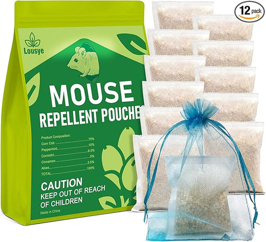 Mouse Repellent Pouches,Rodent Repellent for Car Engines,Mouse deterrents That Works,Peppermint Oil to Repel Mice and Rat