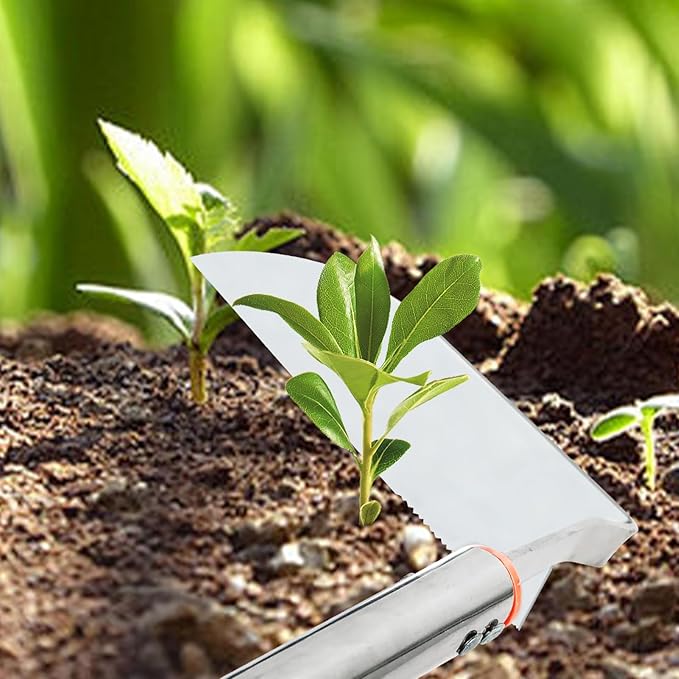 Japanese Weeding Sickle Hoe,57.8''Stainless Steel Standing Weeding Tool,Angular Weed Sickle Garden Tool with Long Handle Adjustable,Japanese Garden Tools for Weeding and Planting