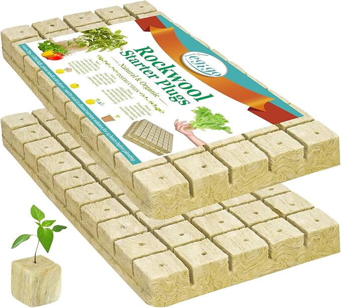 Legigo 1 Inch Rockwool Cubes Seed Starter Plugs for Hydroponics, RockWool Planting Grow Cubes for Hydroponic Tower Garden Soilless Cultivation Plants Germination Cutting Clone (2 Sheet, 100 Plugs)