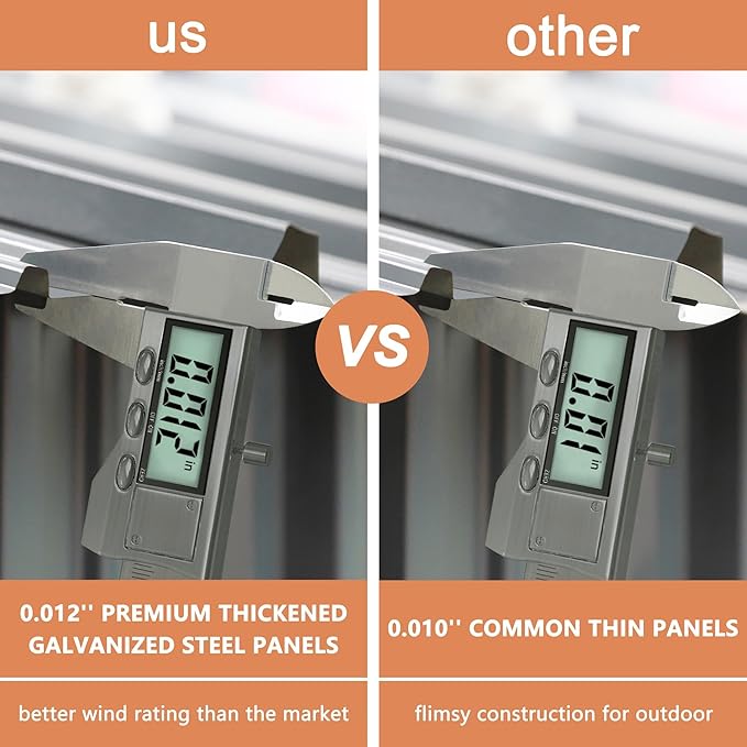 MUPATER Storage Shed 10' x12' for Outdoor, Metal Shed Kit with Lockable Doors and Vents, Patio Tool Shed House for Backyard, Garden, Lawn, Grey