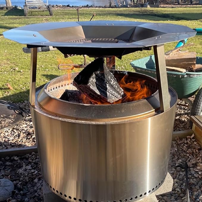 KEESHA Heat Deflector for Solo Stove Yukon 27" Heat Plate for Fire Pits Heat Deflector for Solo Stove Yukon Accessory with 3 Detachable Legs, 304 Stainless Steel