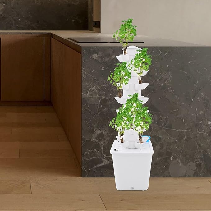 Hydroponic Growing Tower, 7 Layer 35 Pods Hydroponic Grow Towers Kit with Water Pump and Movable Water Tank, Plant Germination Kit, for Vegetable, Strawberries, Lettuce