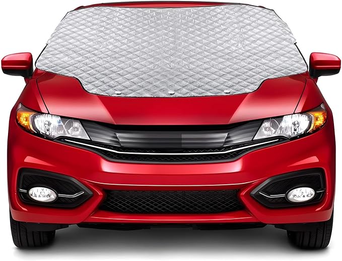 Gintenco Car Windshield Snow Cover, Frost Ice Windscreen Covers with Magnetic Edges, 4 Layers Thickness Snow Protector for Car SUV CRV Trucks (X-Large)