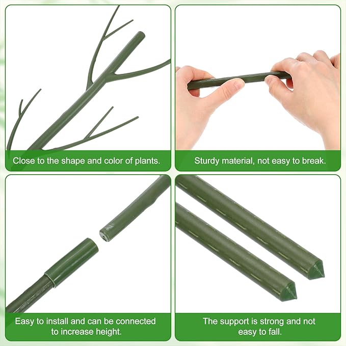 uxcell Plant Support Stakes Set, 8 Pcs Twig Plant Stem Support Structures 43.3" Plants Branches Supports with Extension Poles, Orchid Clips, Plants Tie for House Potted Monstera, Brown