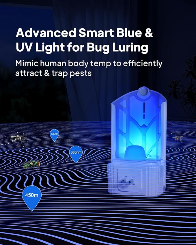 Flying Insect Trap, Fruit Fly Trap Plug in Indoor Bug Catcher with 8 Refill for Gnats, Moths, House & Fruit Flies - Refill Compatible with ZevoM364A/Max (2 Devices + 8 Refills)