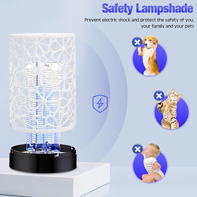 Qualirey 4 Pcs Electric Bug Zapper USB Mosquito Killer Repellent Fly Insect Lamp Purple Light Bug Trap for for Indoor Outdoor Bedroom Living Room Courtyard Backyard Patio(White)