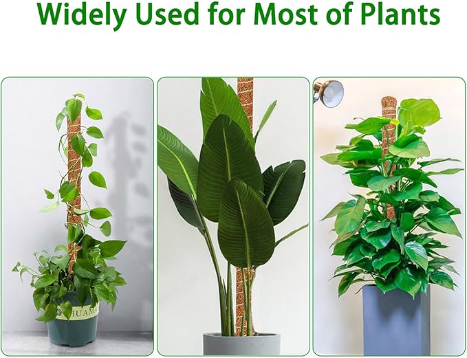 4 Pack Moss Pole, 26.8-Inch Moss Poles for Plants Monstera,Bendable Plant Support Stakes for Climbing Plants Indoor, Garden Trellis Plant Stick for Potted Plants, Pothos Philodendron