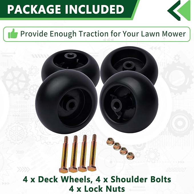 4 Pack lawn mower Deck Wheels Replacement 753-04856A Fits Cub Cadet RZT50 RZT54 LT1050 AM116299 M111489