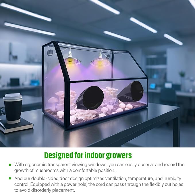 Large Still Air Box Mushroom Grow Set, 30×20×20 Inch Mycology Fume Hood Propagation Tent with Two Mushroom Lights, Provide 360°lllumination, Durable& Easy to Install, Ideal for Indoor Growers