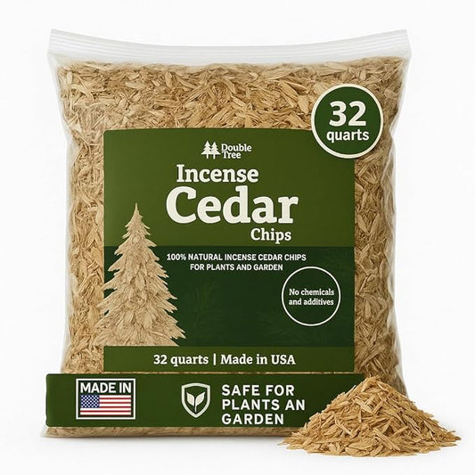 Double Tree Incense Cedar Wood Chips for Potted Plants, Garden, Animal Beddings and Litter Box - 100% Natural Perfect for Indoor and Outdoor Use… (32 Quart)