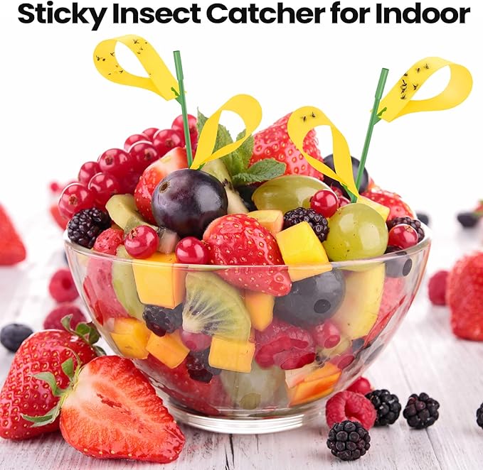150 Pack Fungus Gnat Trap Sticky Houseplant Yellow Stakes Insect Sticky Trap for Indoor Outdoor Garden Houseplant Fungus Gnat Fruit Flies Mosquito