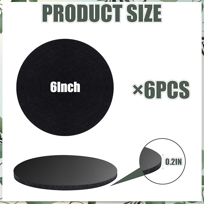 Plant Coaster Mat Reversible(Fabric/Leather),6Pcs Plant Coasters for House Plants Indoor & Outdoor,Household Products Absorbent/Waterproof(6inch)