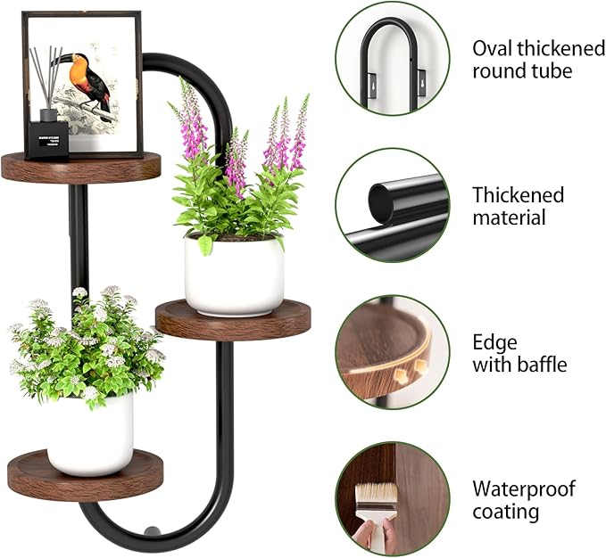 Wall Mounted Plant Stands Indoor Oval Plant Stand - 3 Tier Window Plant Shelf for Multiple Plants Space-Saving Corner Hanging Wall Stand for Small Spaces Planter Lover to Home Decor