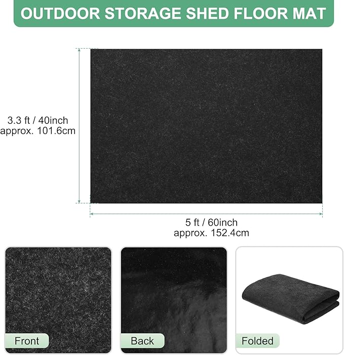 Outdoor Storage Shed Mat, 3.3x5 FT Waterproof Small Shed Flooring Mat for Patio Furniture Floor Protecting from Wear/Liquid/Dust/Oil, Non-Slip Carport Pad [Grey]