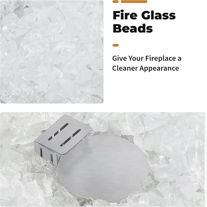 Outdoor Cylinder Propane Fire Pit Table – Premium Terrazzo-Like MgO Finish, Sturdy & Waterproof Gas Fire Table with Glass Wind Guard for Patio, Garden & Backyard, Includes Rain Cover & Glass Bead