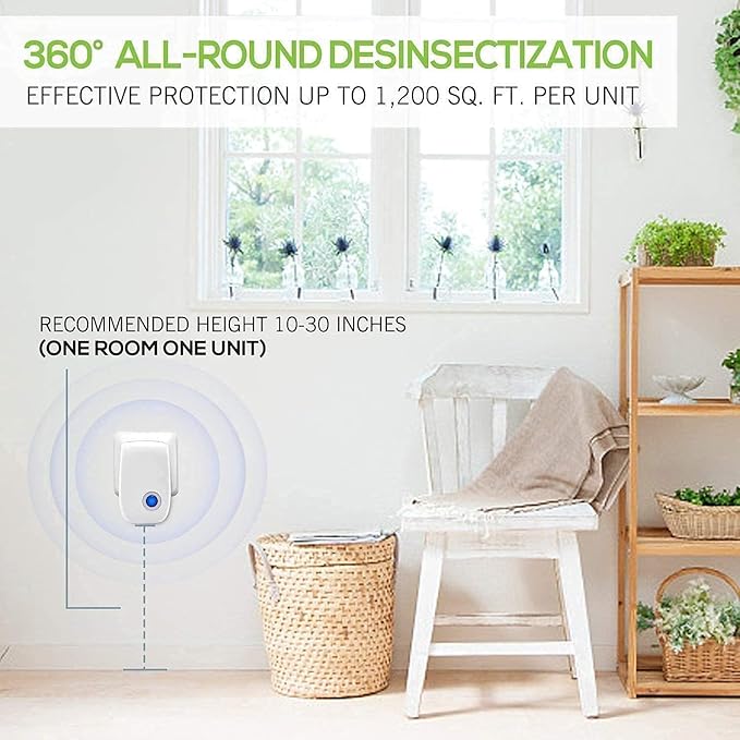 Upgraded Ultrasonic Repellent Electronic Plug in Indoor Pest Control Repeller for Insects Mice Rodents Spiders Cockroach Bug Roach Mosquitoes 6 Packs